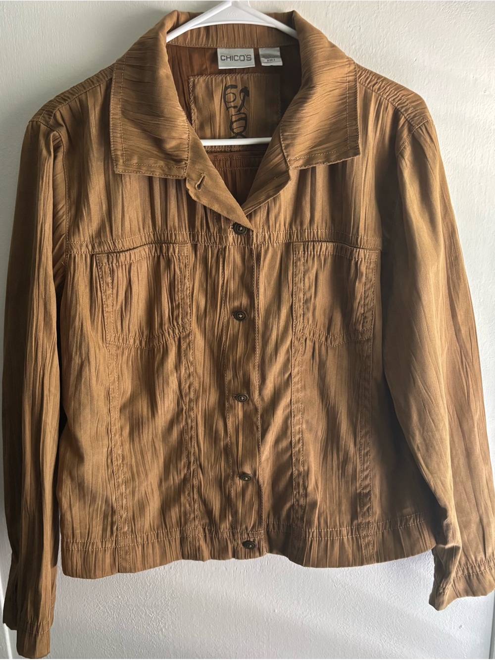 Chico's Women's Tan Button-Front Jean Jacket